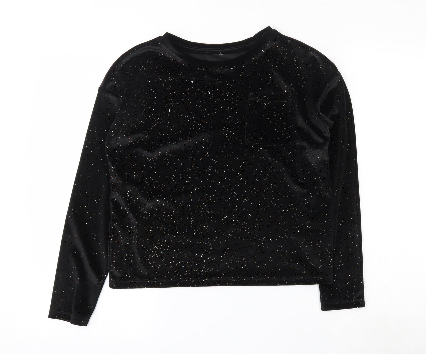 TU Girls Black  Polyester Basic T-Shirt Size 11 Years Round Neck Pullover
