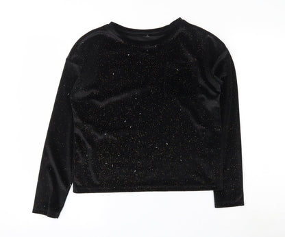TU Girls Black  Polyester Basic T-Shirt Size 11 Years Round Neck Pullover