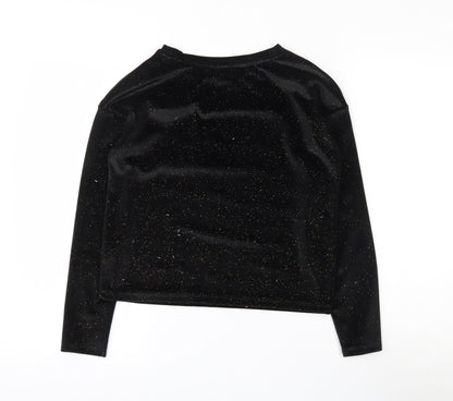 TU Girls Black  Polyester Basic T-Shirt Size 11 Years Round Neck Pullover