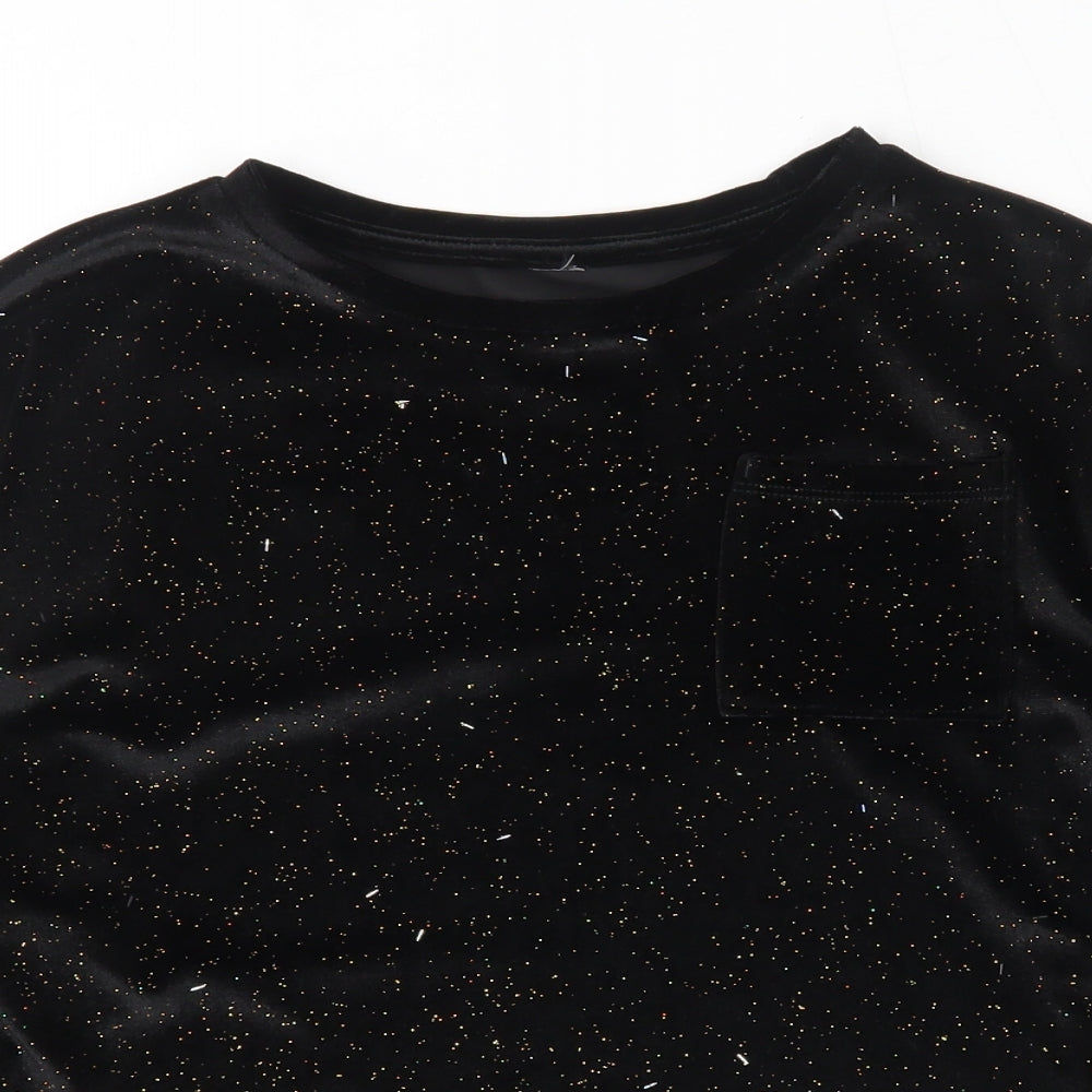 TU Girls Black  Polyester Basic T-Shirt Size 11 Years Round Neck Pullover
