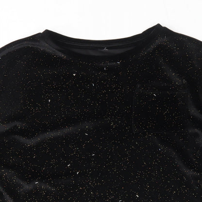 TU Girls Black  Polyester Basic T-Shirt Size 11 Years Round Neck Pullover
