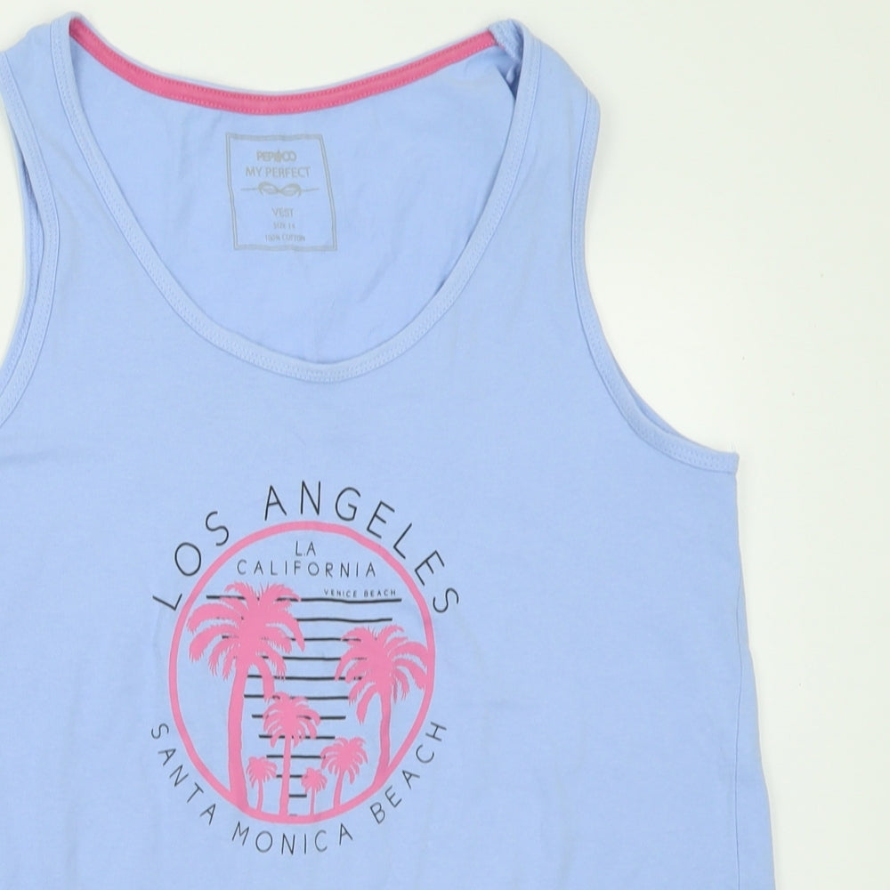 Womens UK Size 14 pep&co Blue Basic Tank