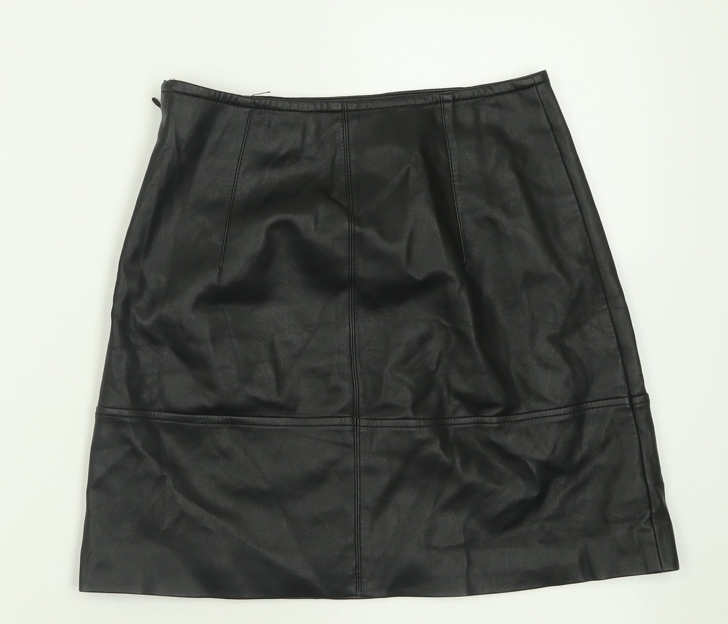 H&M Womens Black  Polyester A-Line Skirt Size 6   Zip
