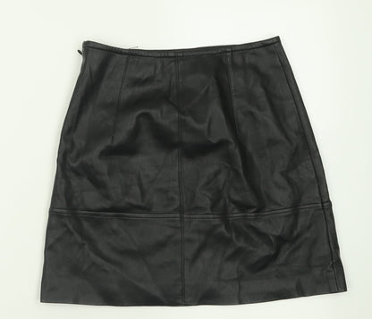 H&M Womens Black  Polyester A-Line Skirt Size 6   Zip