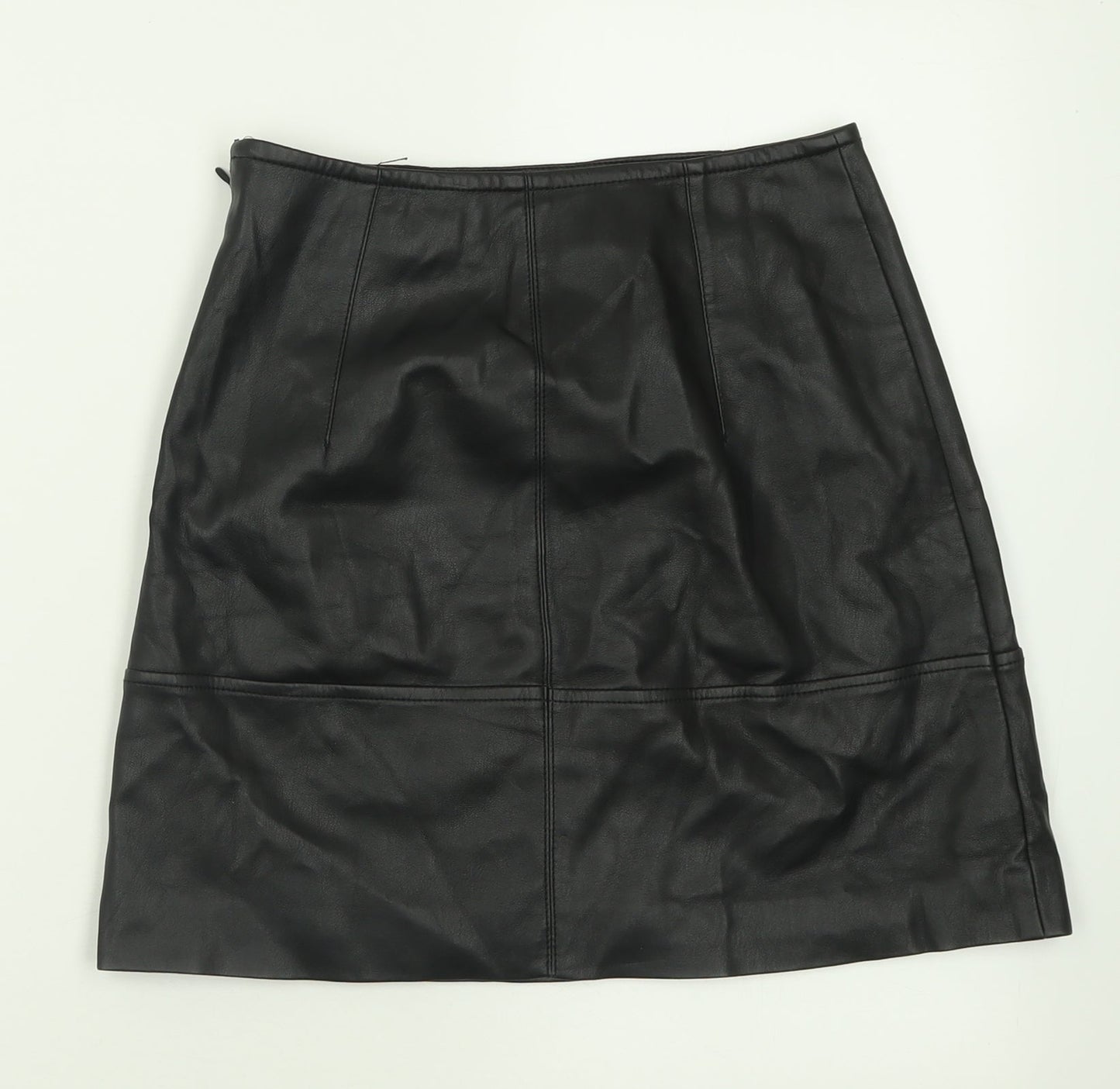 H&M Womens Black  Polyester A-Line Skirt Size 6   Zip