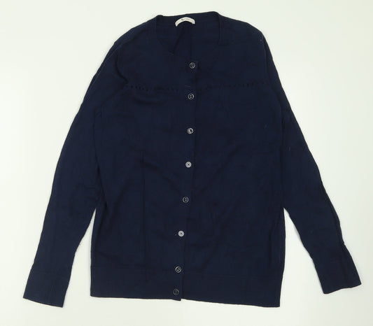 TU Womens Blue Crew Neck  Cotton Cardigan Jumper Size 12