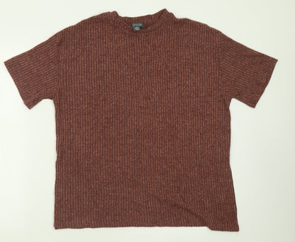 Primark Womens Brown  Polyester Basic T-Shirt Size XS Crew Neck