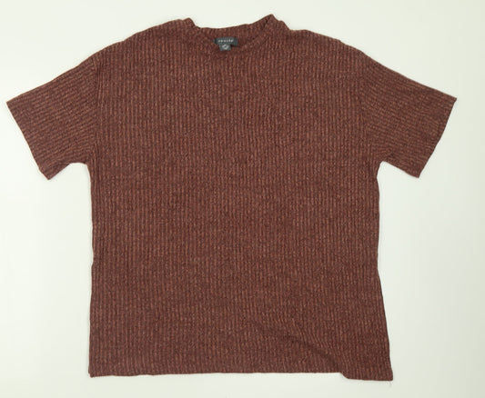 Primark Womens Brown  Polyester Basic T-Shirt Size XS Crew Neck