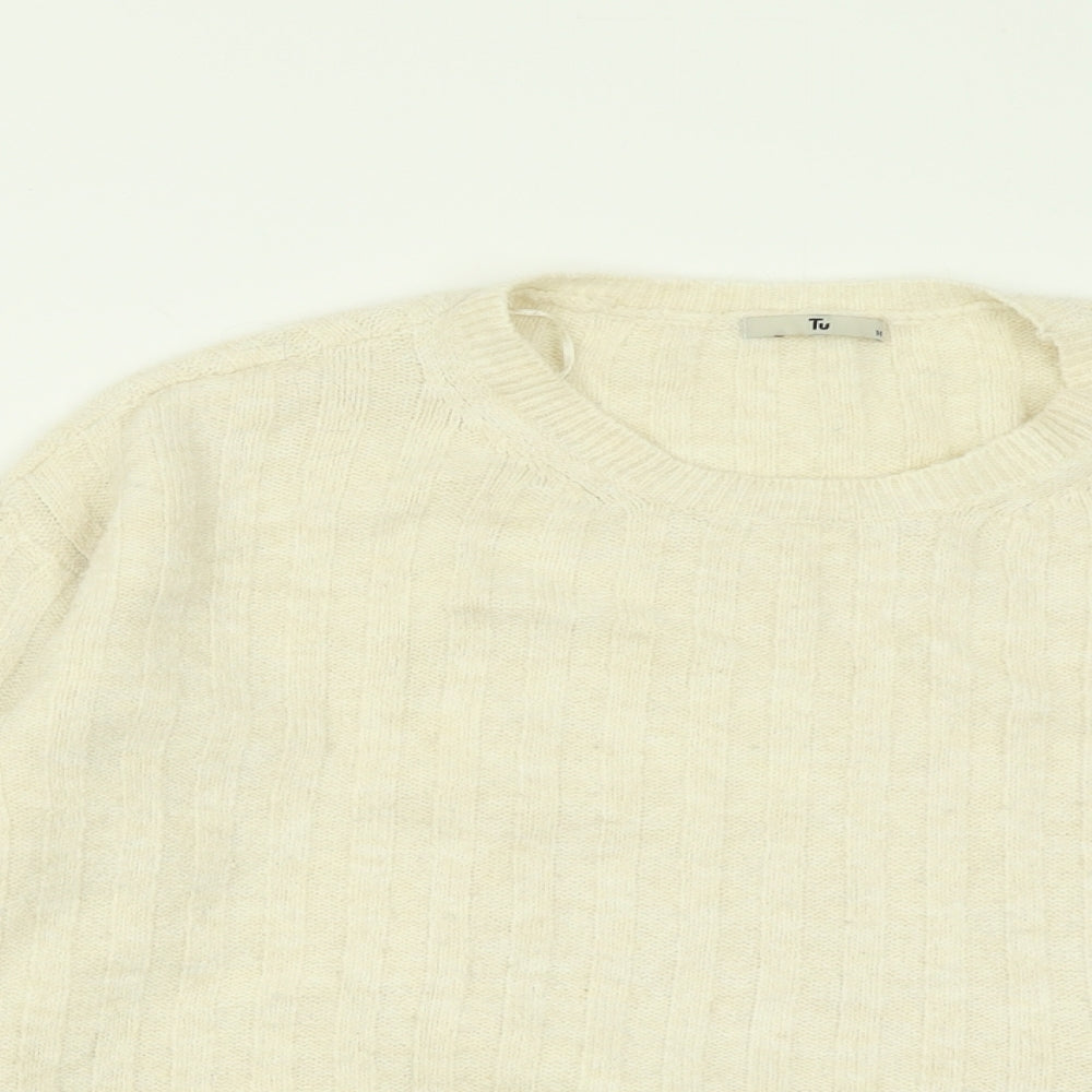 TU Womens Ivory Crew Neck  Acrylic Pullover Jumper Size 10