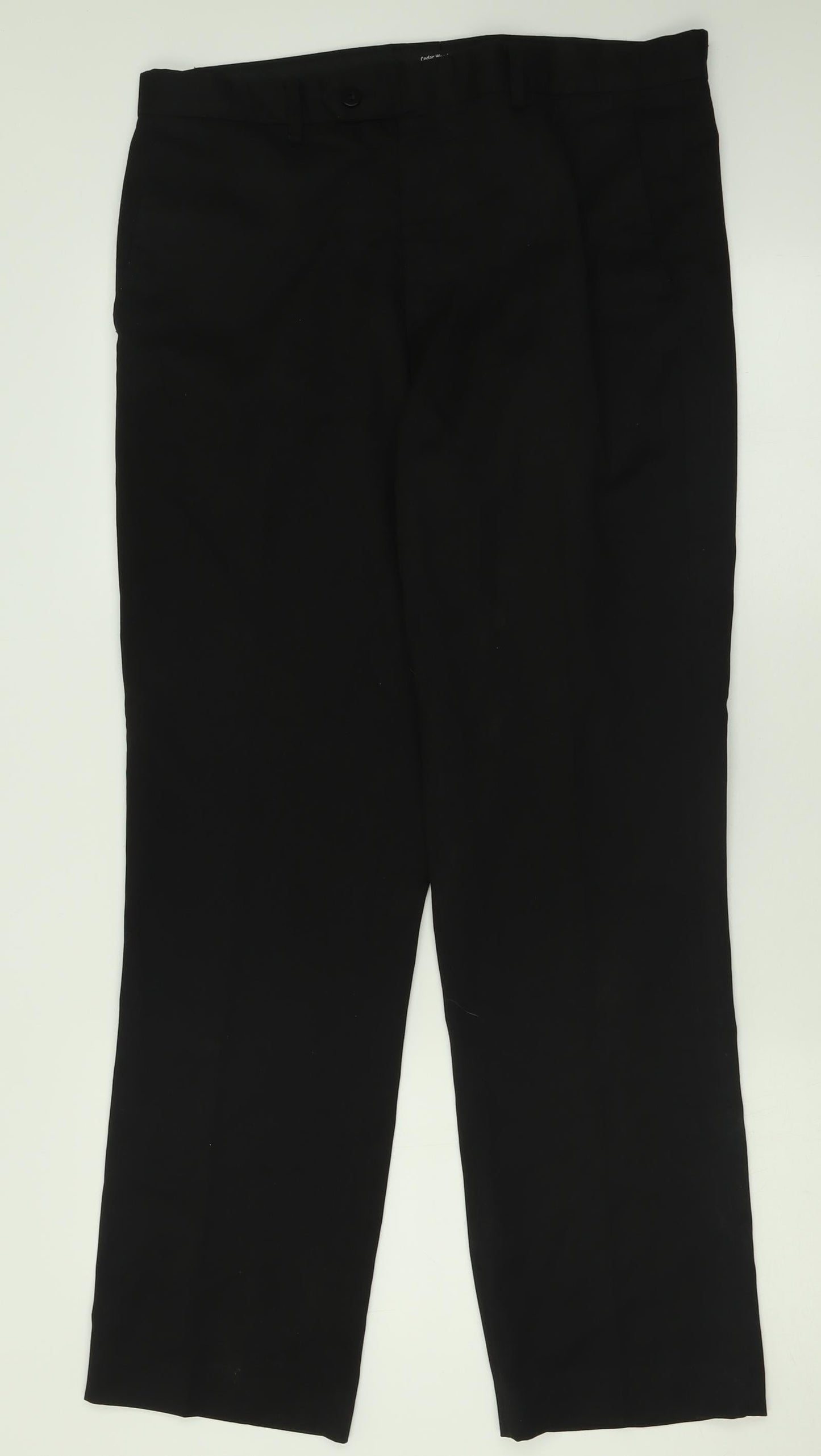 Mens UK Size 34 in Cedar Wood State Regular Fit  Black Trousers