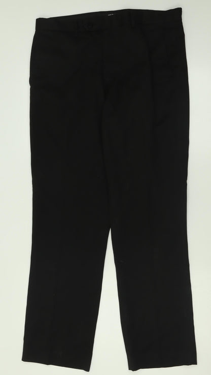 Mens UK Size 34 in Cedar Wood State Regular Fit  Black Trousers