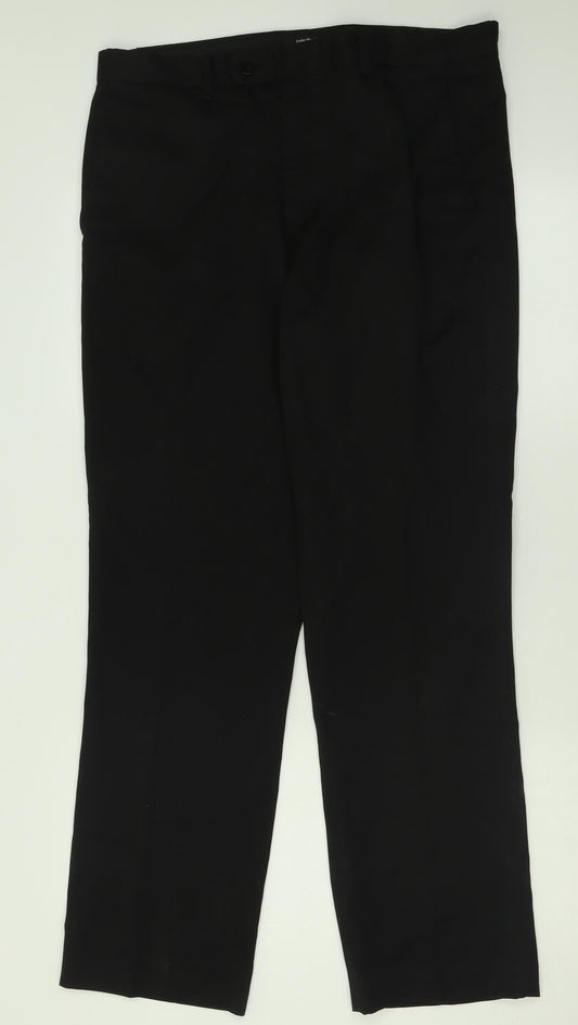 Mens UK Size 34 in Cedar Wood State Regular Fit  Black Trousers