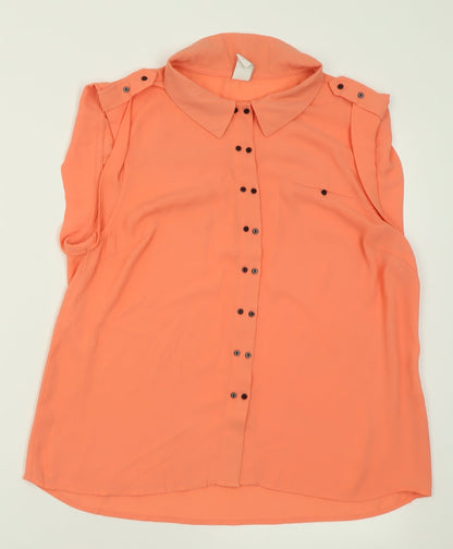 Womens UK Size L VILA Orange Basic Button-Up