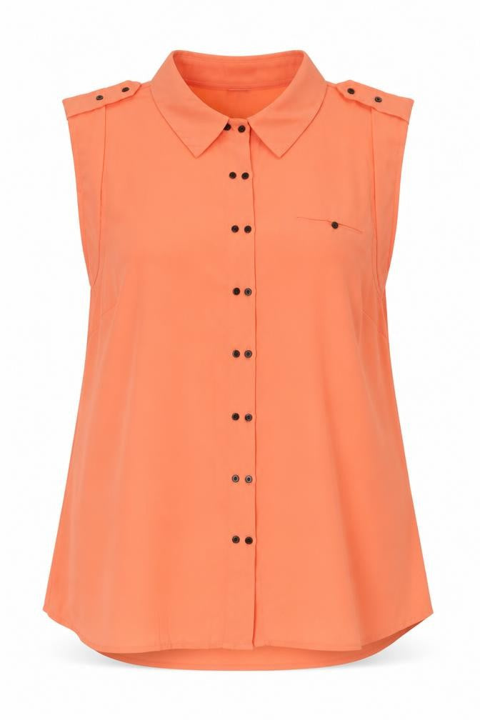 Womens UK Size L VILA Orange Basic Button-Up