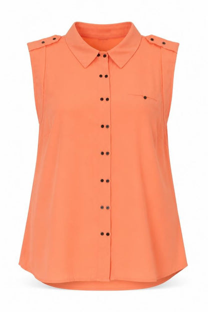 Womens UK Size L VILA Orange Basic Button-Up