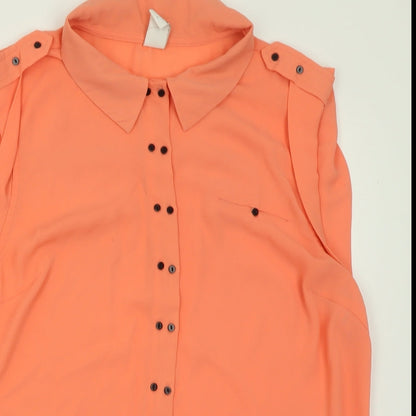 Womens UK Size L VILA Orange Basic Button-Up