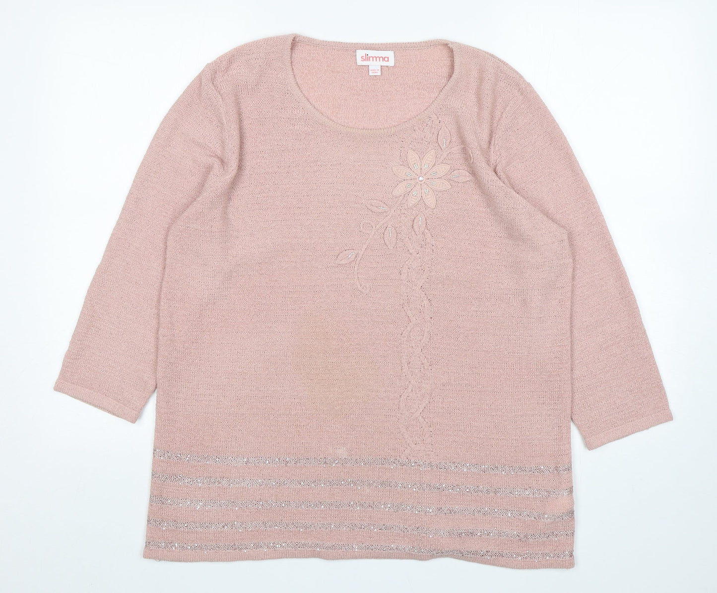 Womens UK Size 16 Slimma Pink Pullover Jumper
