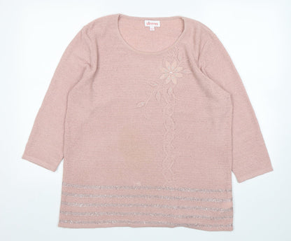 Womens UK Size 16 Slimma Pink Pullover Jumper