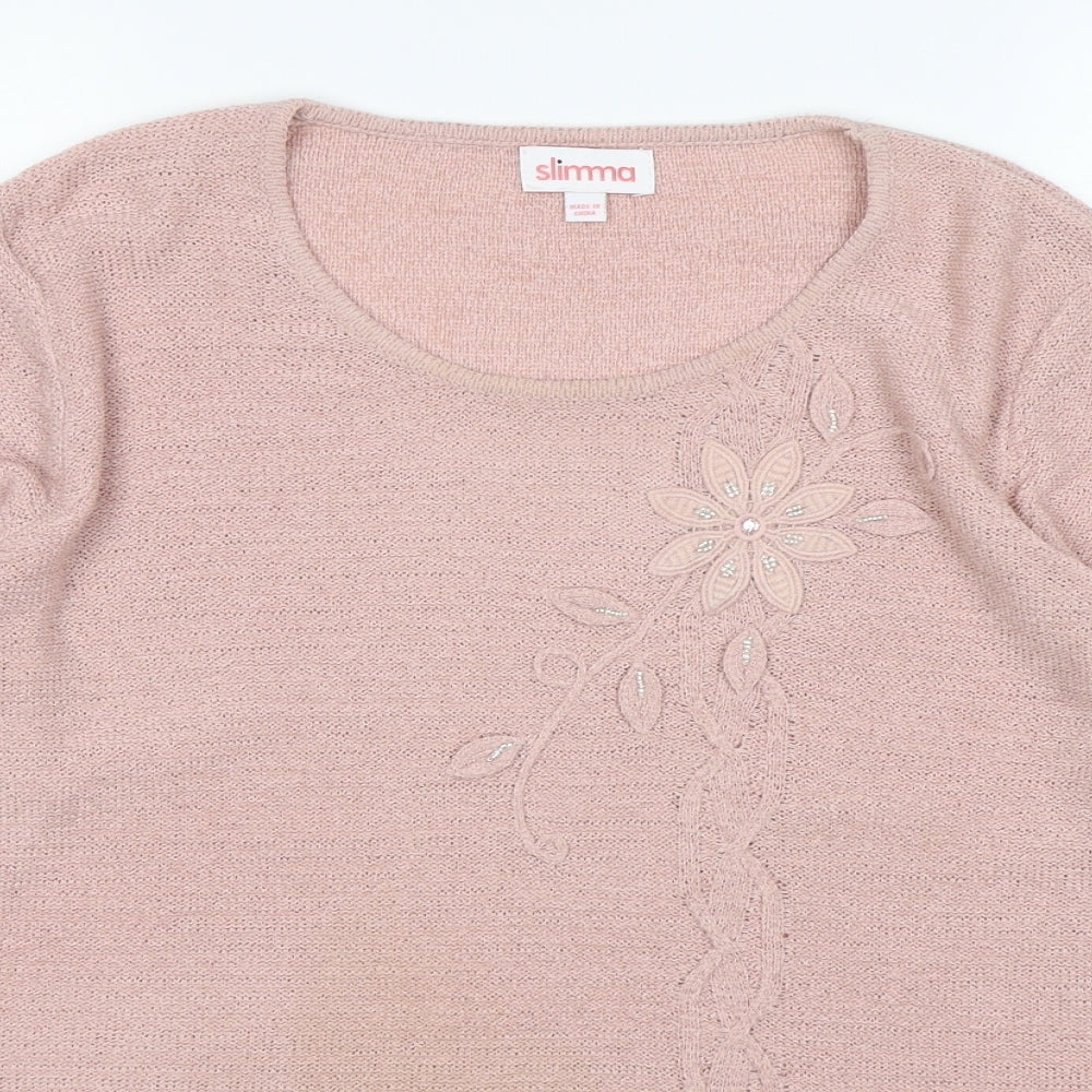 Womens UK Size 16 Slimma Pink Pullover Jumper