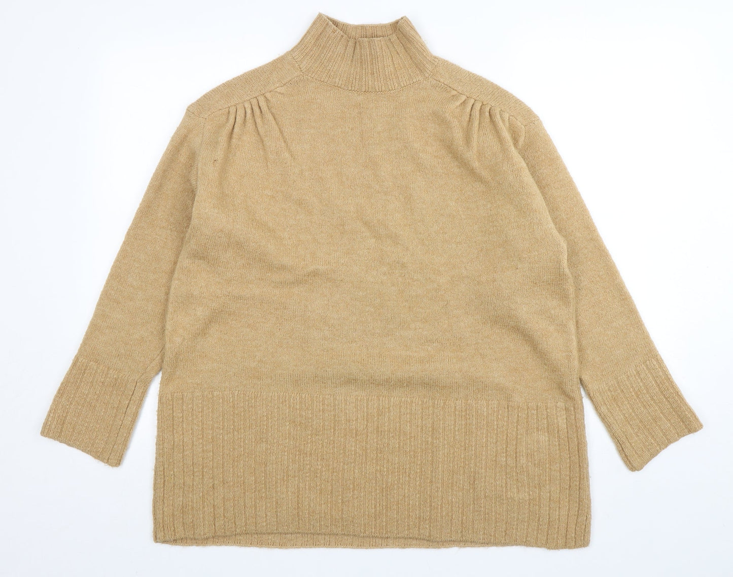 George Womens Beige High Neck  Acrylic Pullover Jumper Size M