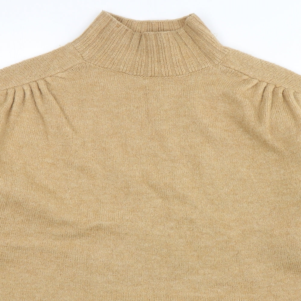 George Womens Beige High Neck  Acrylic Pullover Jumper Size M