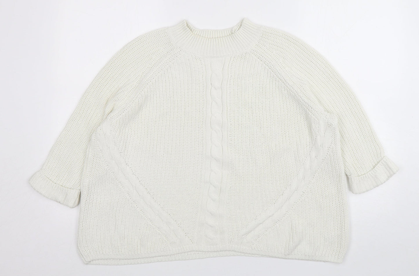 George Womens White Round Neck  Cotton Pullover Jumper Size 18