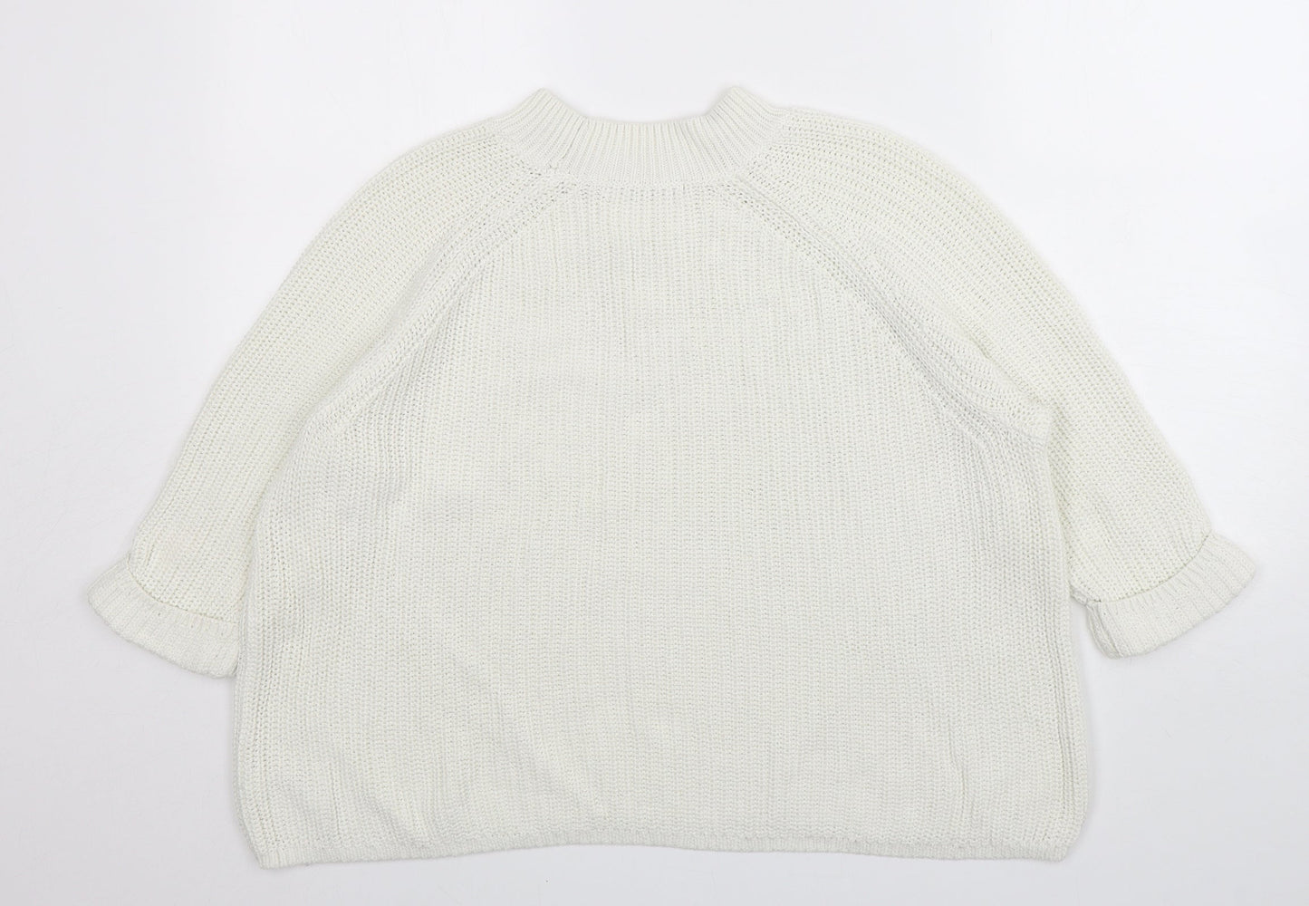 George Womens White Round Neck  Cotton Pullover Jumper Size 18
