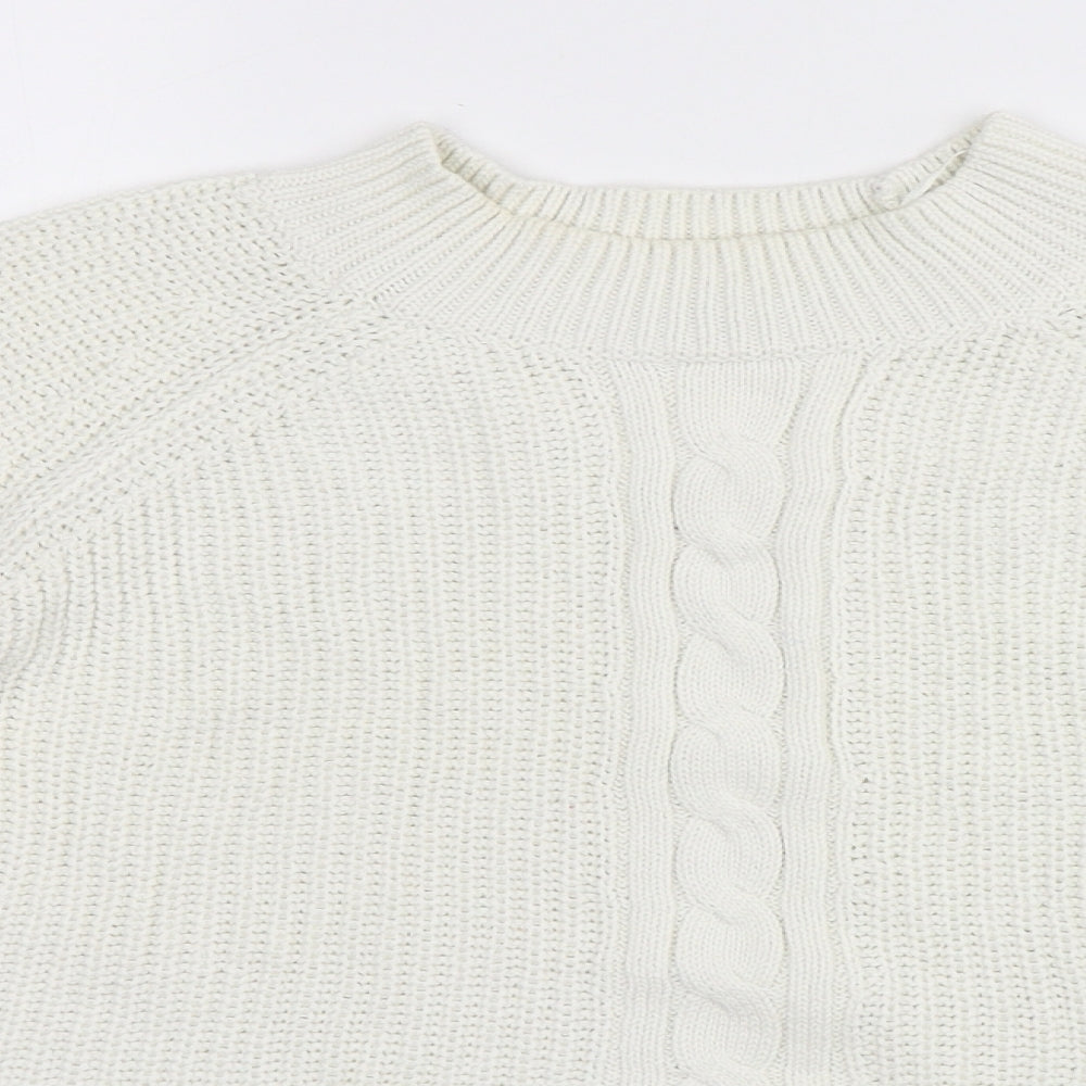 George Womens White Round Neck  Cotton Pullover Jumper Size 18