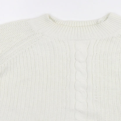 George Womens White Round Neck  Cotton Pullover Jumper Size 18