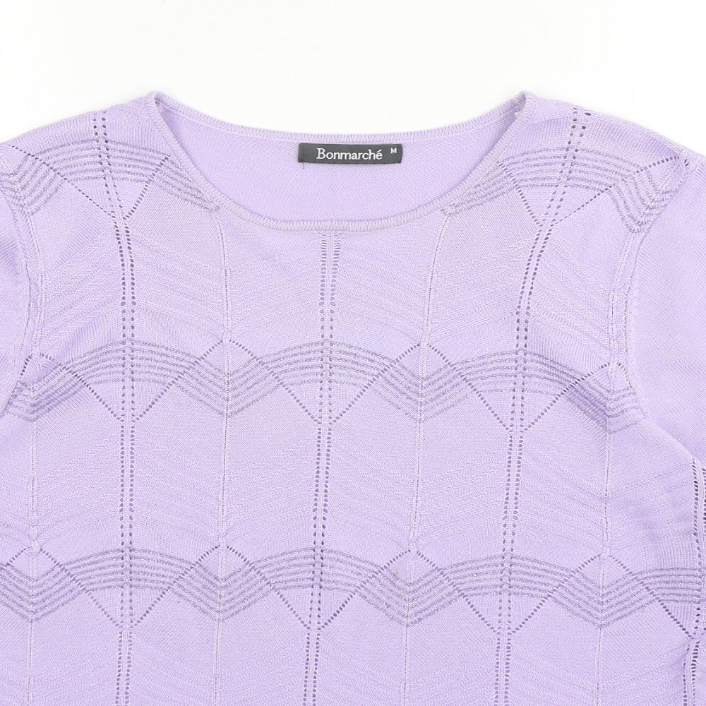 Womens UK Size M Bonmarché Purple Basic T-Shirt