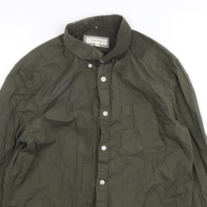 River Island  Mens Green  Cotton  Button-Up Size S Collared Button