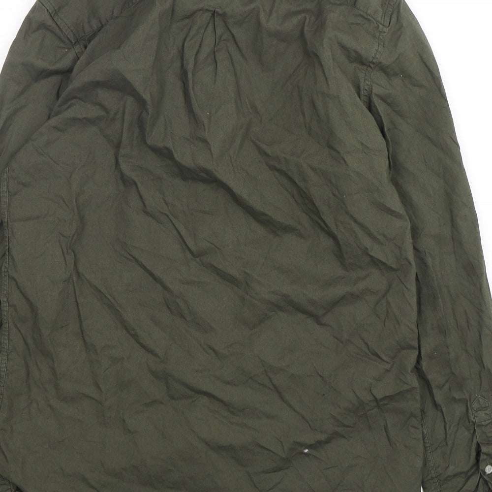 River Island  Mens Green  Cotton  Button-Up Size S Collared Button