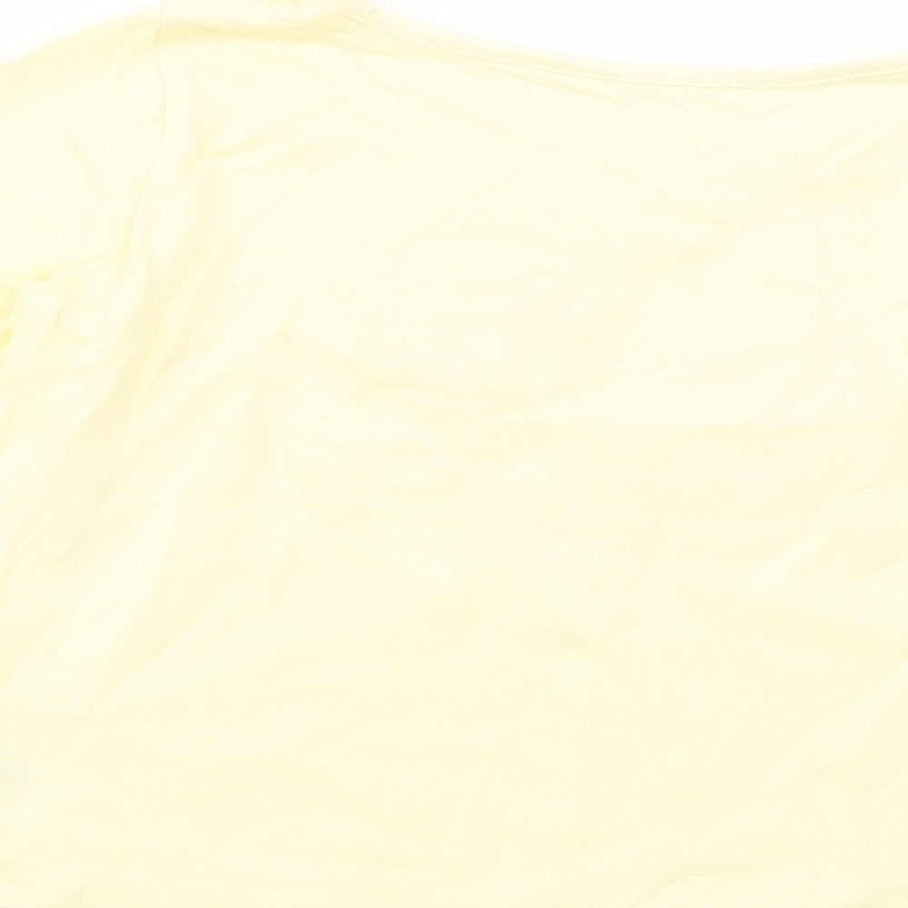 Dunnes Stores Girls Yellow  Cotton Pullover T-Shirt Size 3 Years Crew Neck Pullover - Flower Detail