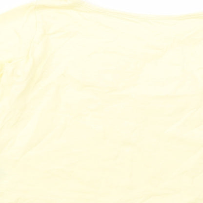 Dunnes Stores Girls Yellow  Cotton Pullover T-Shirt Size 3 Years Crew Neck Pullover - Flower Detail