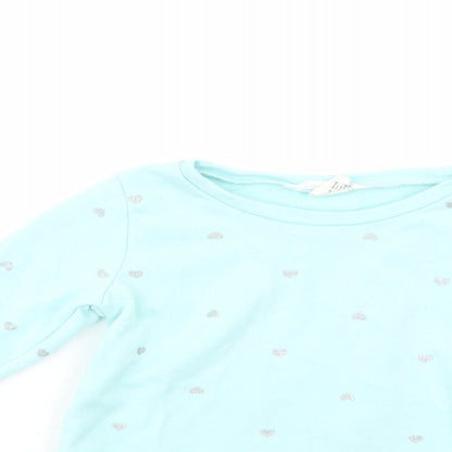 H&M Girls Green Geometric Cotton Pullover Sweatshirt Size 2-3 Years  Pullover - Heart Print