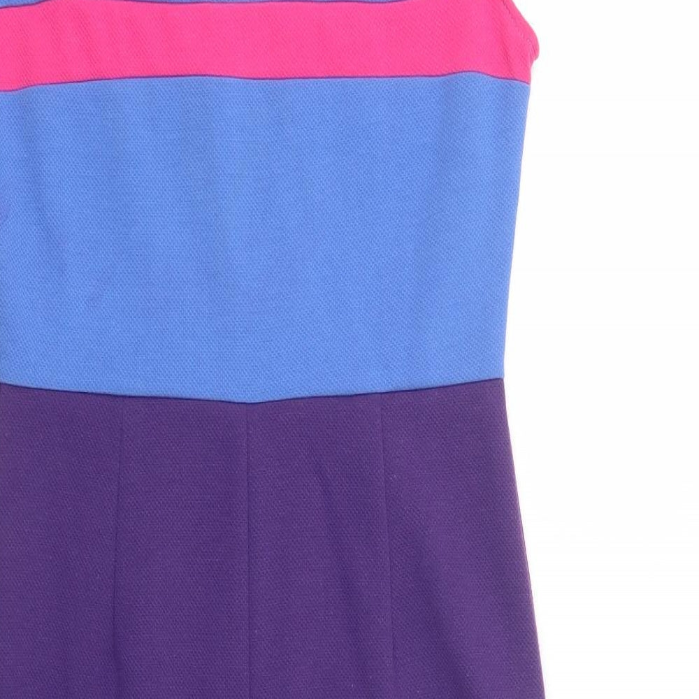 Collection London Womens Purple Striped Polyester Pencil Dress  Size 12  Boat Neck Zip