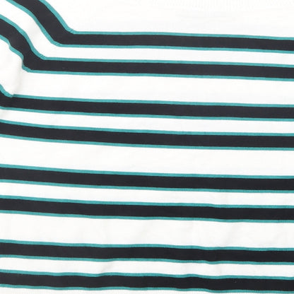 George Womens White Boat Neck Striped Viscose Pullover Jumper Size 14