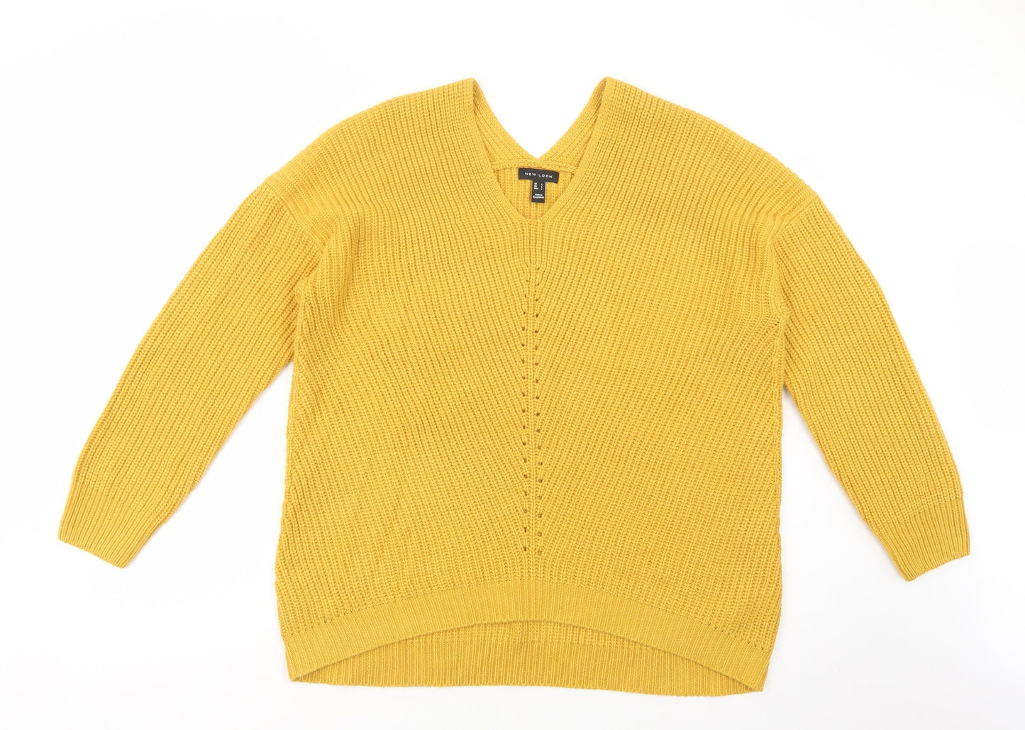 Womens UK Size L New Look Yellow Pullover Jumper