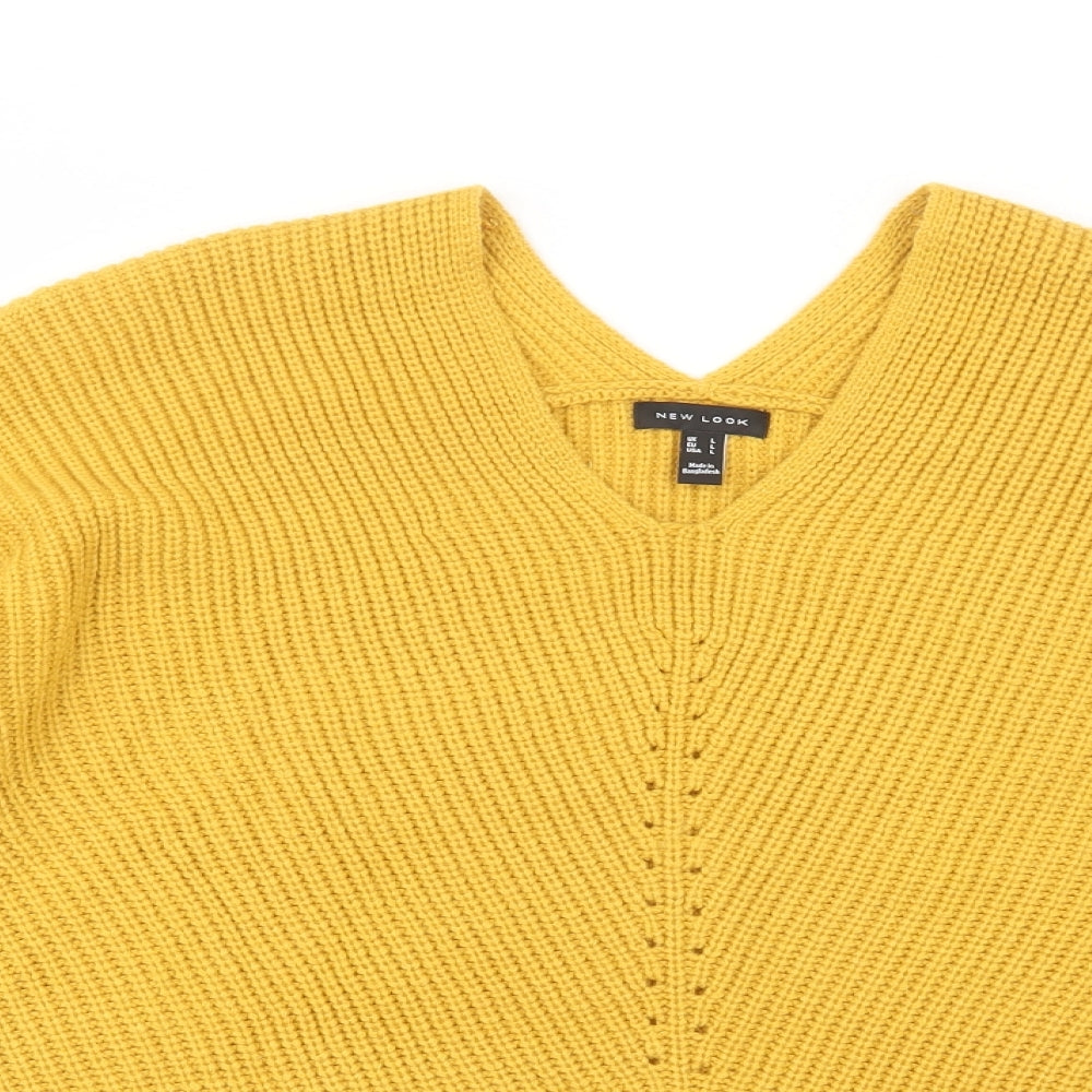 Womens UK Size L New Look Yellow Pullover Jumper