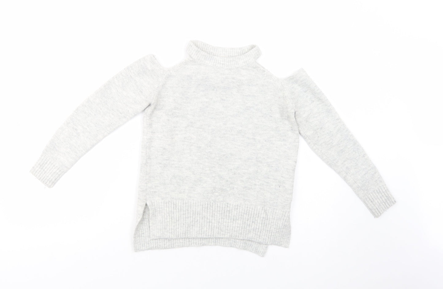 Primark Womens Grey Crew Neck  Acrylic Pullover Jumper Size 6   - Cold Shoulder