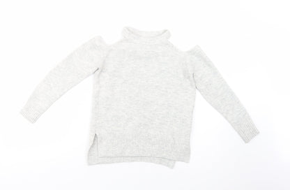 Primark Womens Grey Crew Neck  Acrylic Pullover Jumper Size 6   - Cold Shoulder