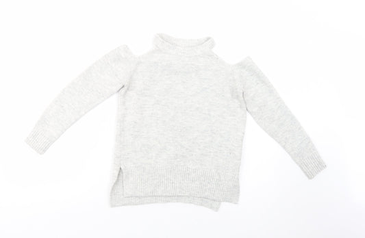 Primark Womens Grey Crew Neck  Acrylic Pullover Jumper Size 6   - Cold Shoulder