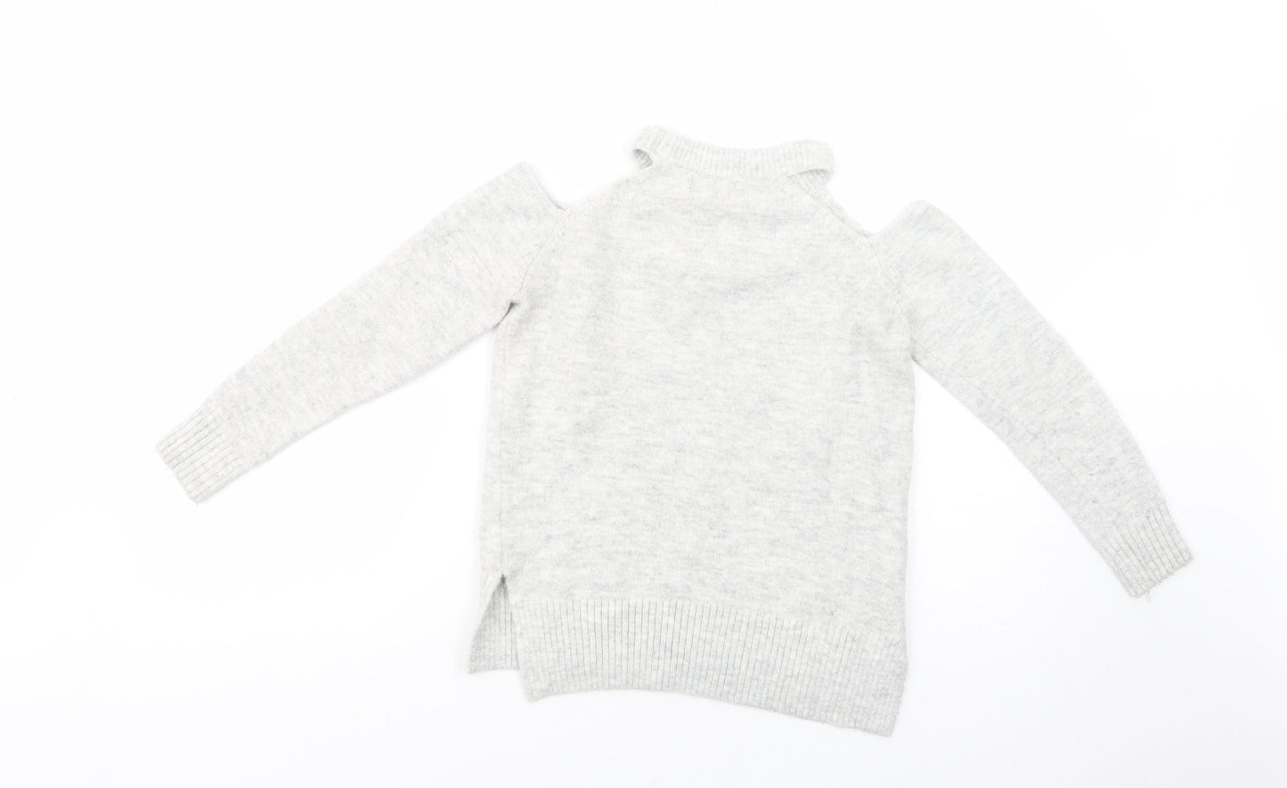 Primark Womens Grey Crew Neck  Acrylic Pullover Jumper Size 6   - Cold Shoulder