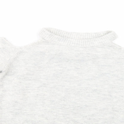 Primark Womens Grey Crew Neck  Acrylic Pullover Jumper Size 6   - Cold Shoulder