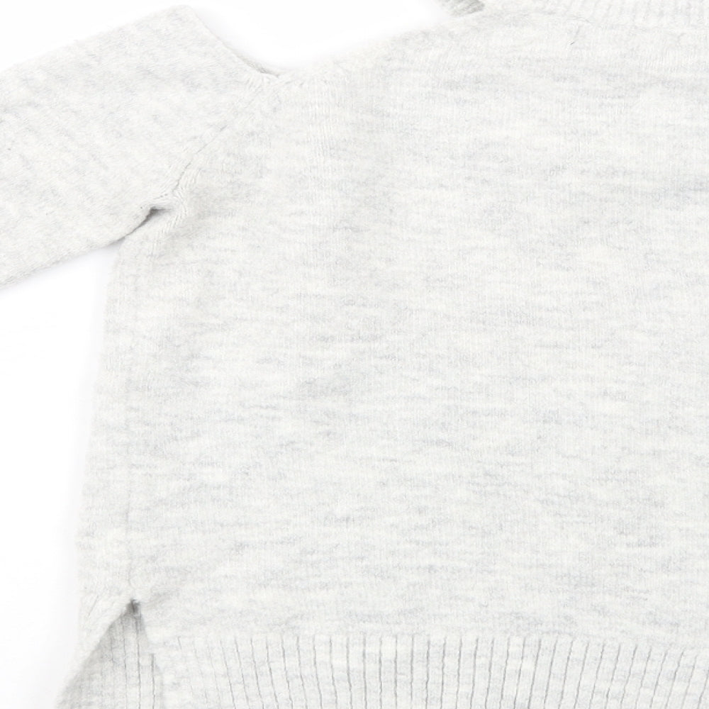 Primark Womens Grey Crew Neck  Acrylic Pullover Jumper Size 6   - Cold Shoulder