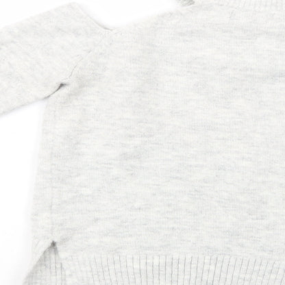 Primark Womens Grey Crew Neck  Acrylic Pullover Jumper Size 6   - Cold Shoulder