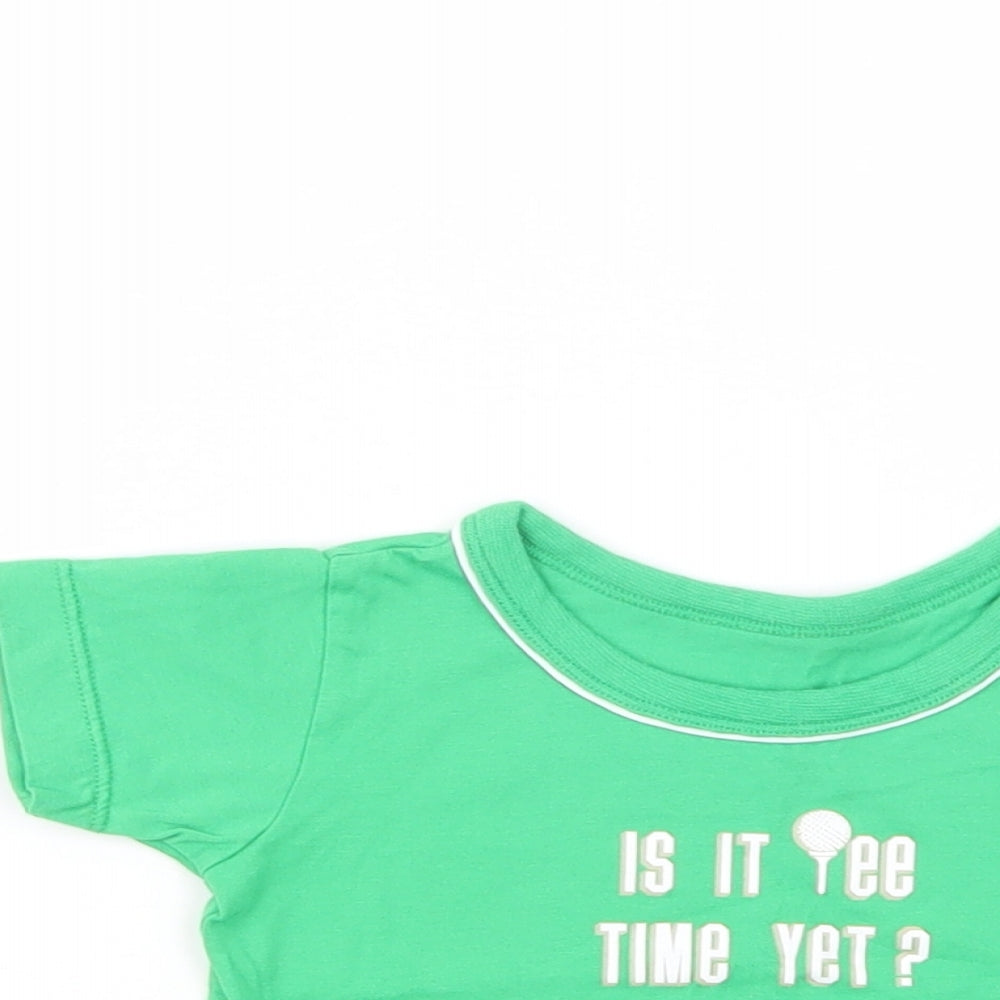 Mothercare Baby Green  Cotton Pullover T-Shirt Size 0-3 Months Crew Neck Pullover