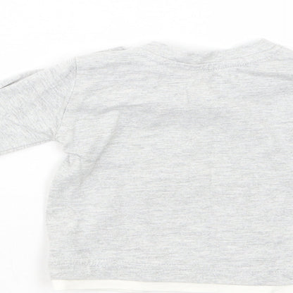 Dunnes Stores Baby Grey  Cotton Basic T-Shirt Size 0-3 Months Crew Neck Snap - Just Out