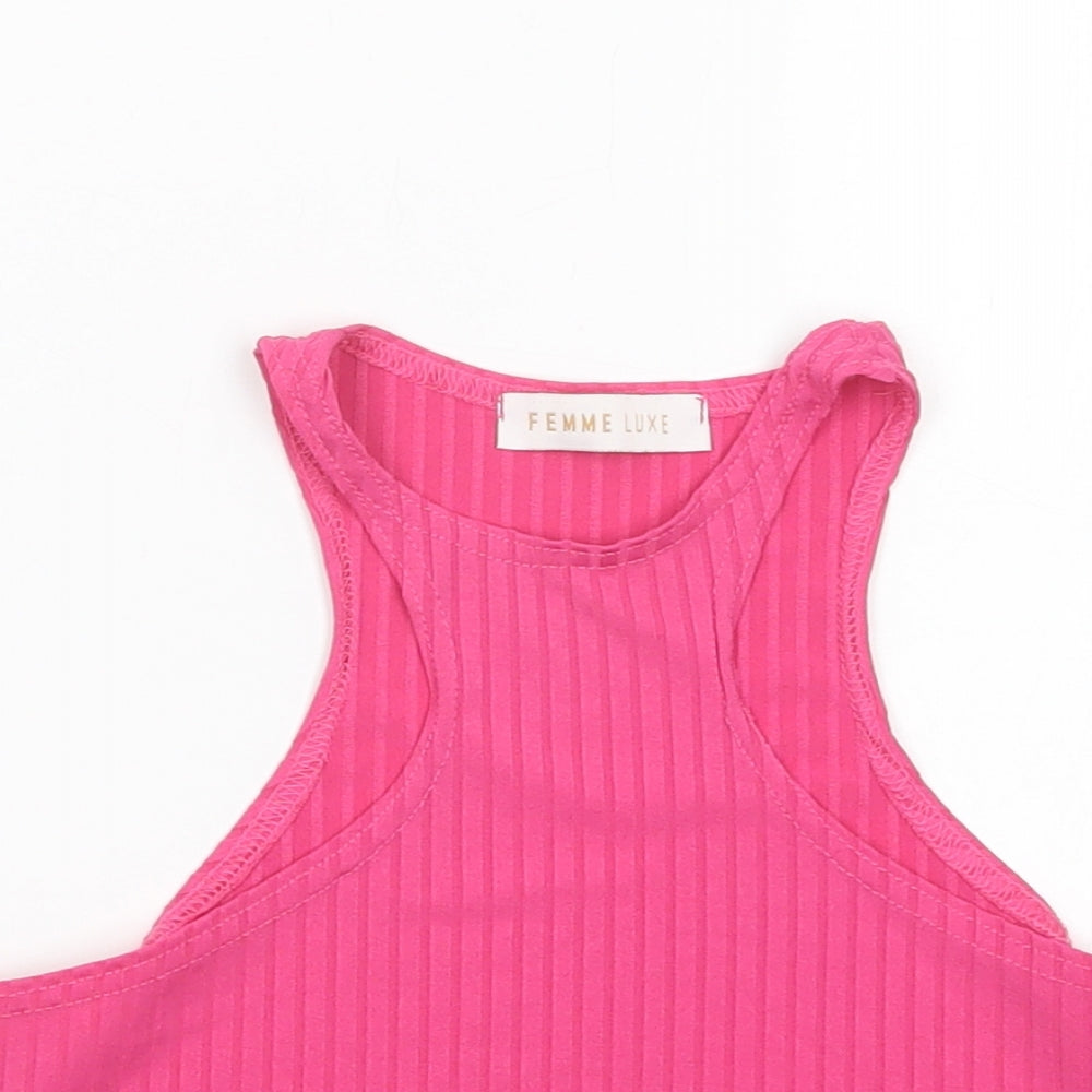Womens UK Size 8 Femme Luxe Pink Cropped Tank