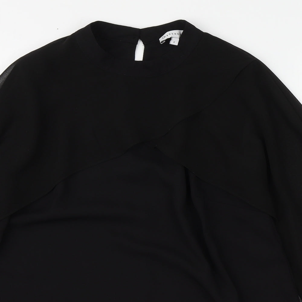Womens UK Size 6 Warehouse Black Basic Blouse
